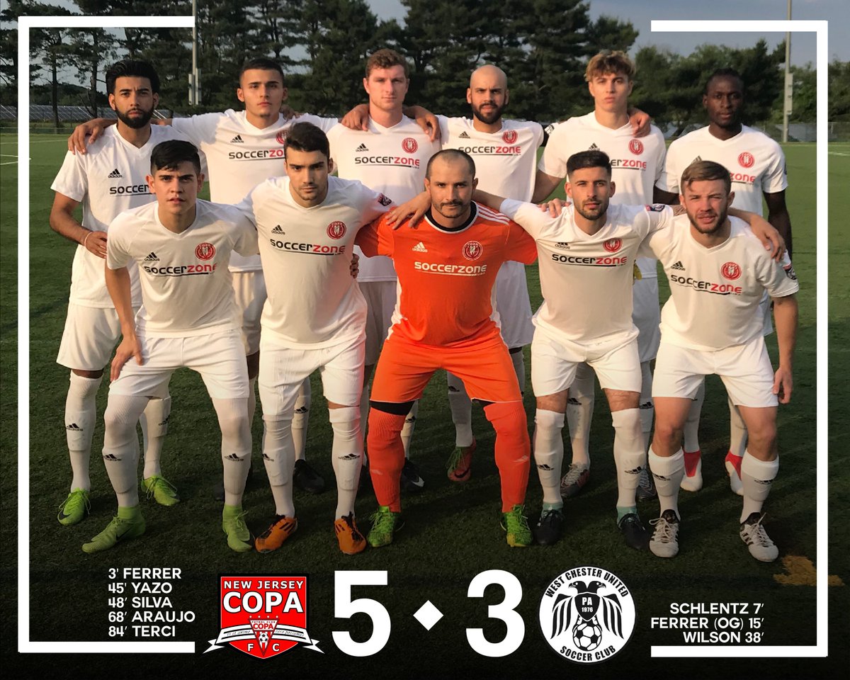 NJCopaFC's tweet photo. Today, let's look back at our NJCFC @NPSLSoccer's comeback win against @WCUSC last Sunday. Follow the attached thread to see all of our goals from a thrilling 5-3 victory⬇⬇⬇
#wearecopa https://t.co/u6UIByvBL7