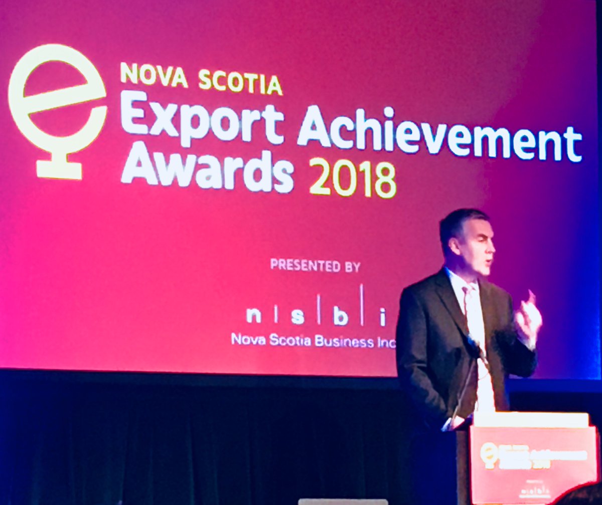 TomBeyer7's tweet photo. The honourable Stephen McNeil, Premier of Nova Scotia offers a positive outlook of the Atlantic region at the #NovaScotia Export Achievement Awards today! #ThinkExport #EXportant @NSBI #NSEAA https://t.co/g0SDCWOUUT