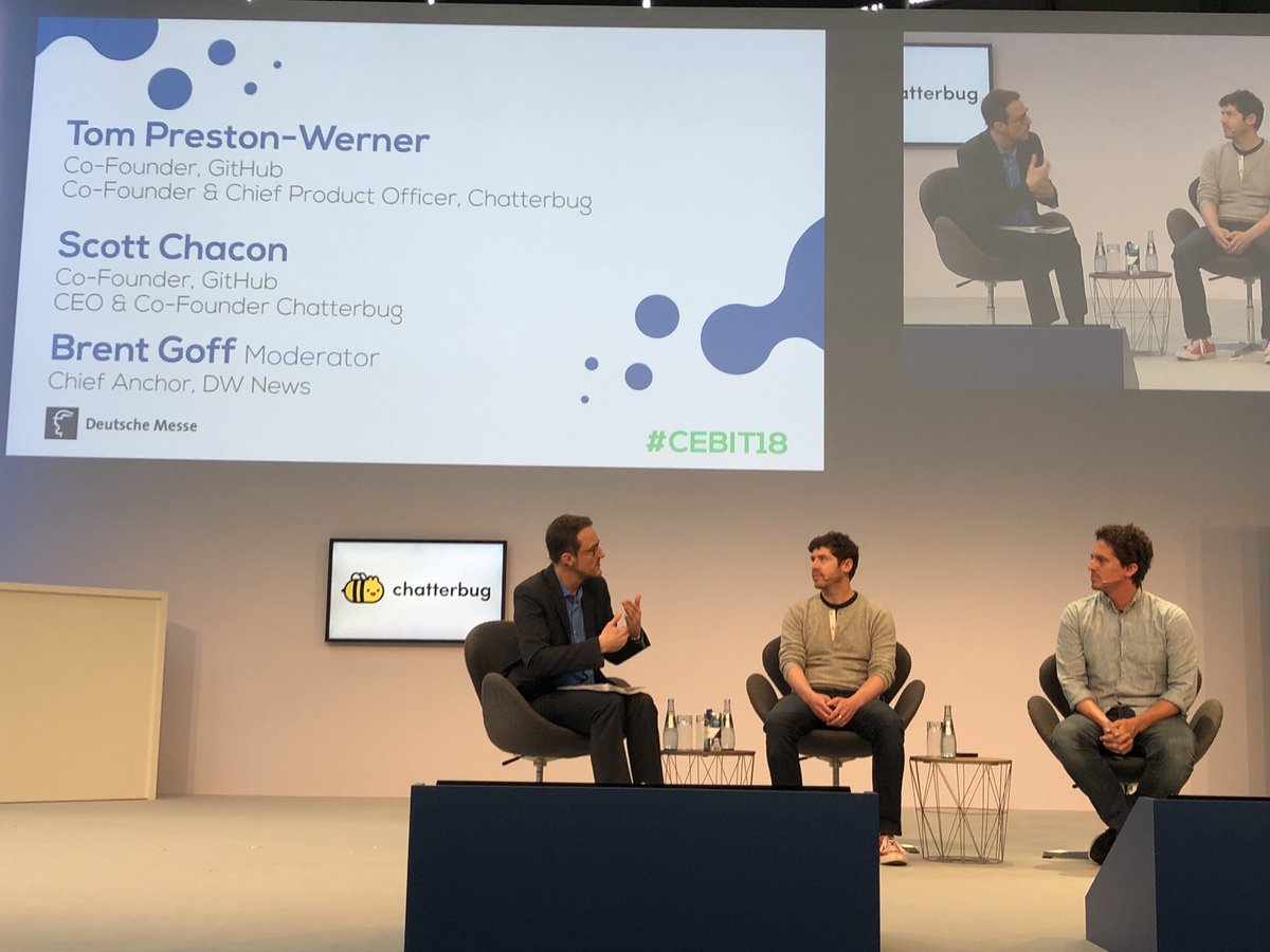 robinmager_'s tweet image. @mojombo and @chacon gave valuable insights at #cebit18 about their journey from #github to #chatterbug and the reasons for choosing Berlin to start their new venture: talents, cost of living and Berlin is cool 😉. Germany has a vital digital venture community!