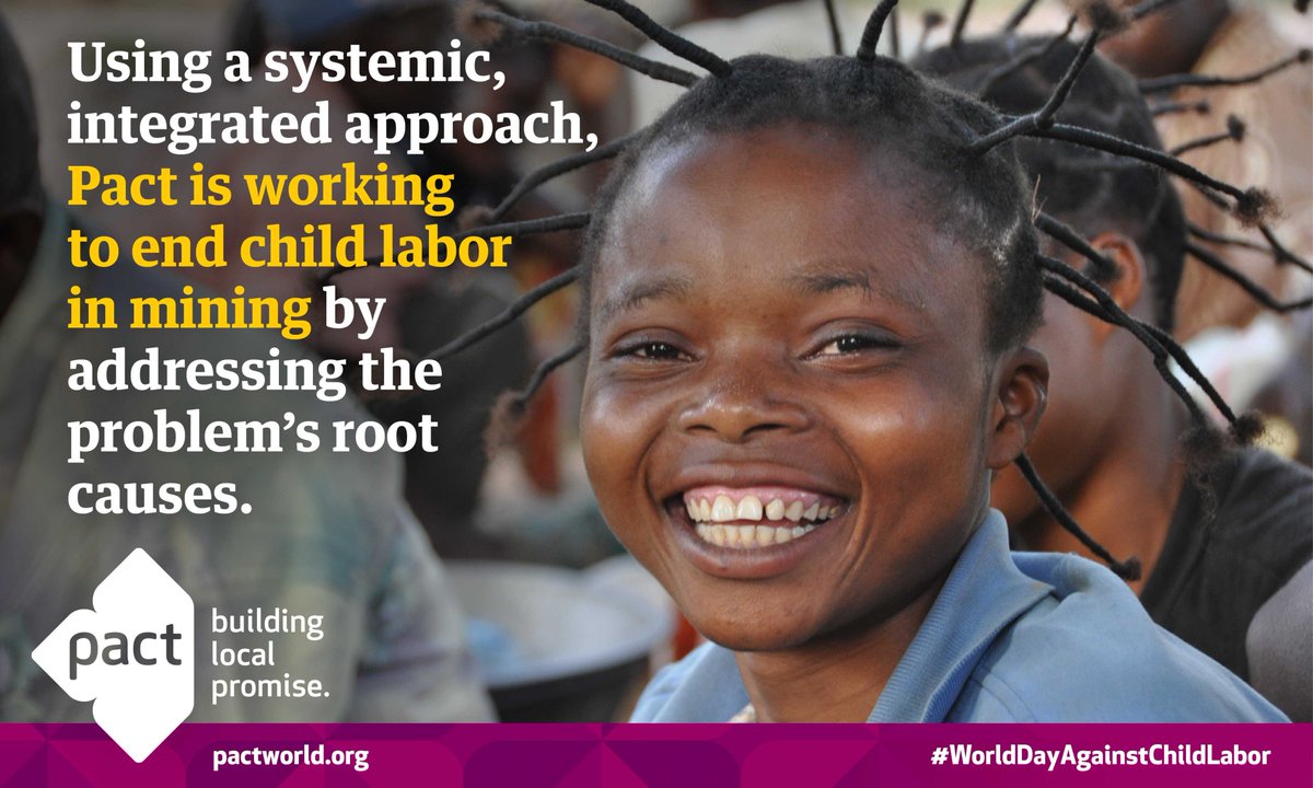 We are proud to support <a href="/PactWorld/">Pact</a>'s Children Out of Mining project - raising awareness about the dangers of child labor, increasing families’ economic stability and improving enforcement of child labor bans. More: bit.ly/2JG6sIb #WorldDayAgainstChildLabor