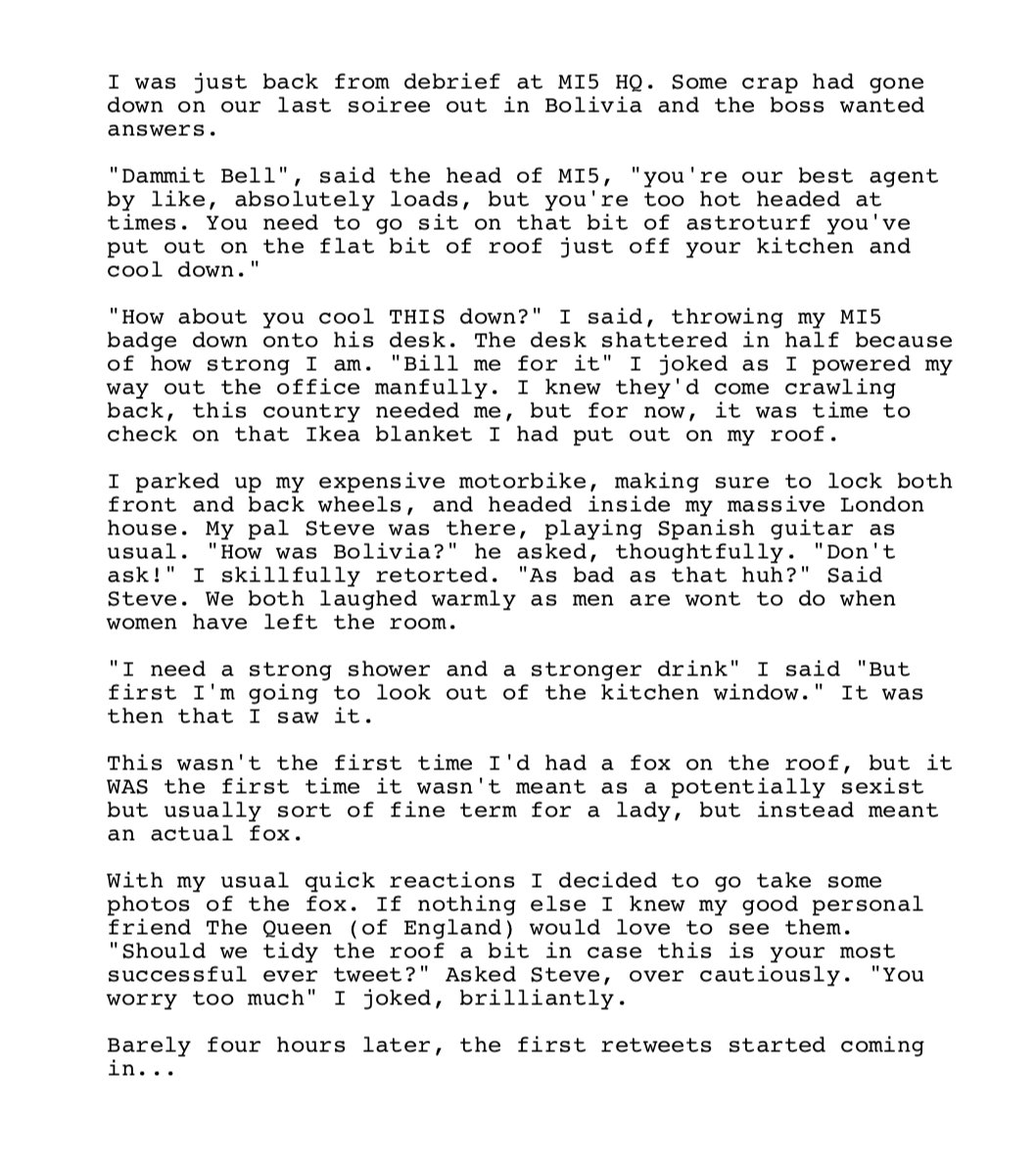 tombellforever's tweet photo. Since my sunbathing fox tweet went viral I've had lots of requests from journalists for the story behind it. Here's my official statement, happy for any and all news outlets to run it (with accreditation of course) #RoofFox #TheRealStory https://t.co/nRt63EEjJu