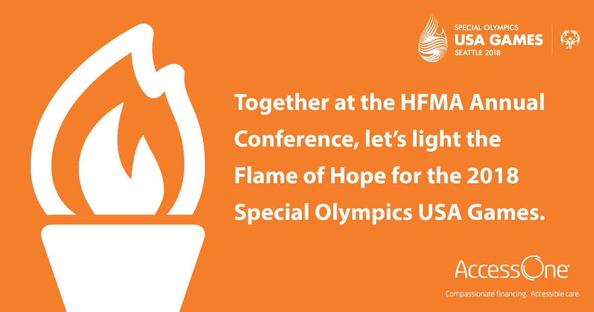 myaccessone's tweet photo. At the #HFMAAnnual Conference (ANI), stop by booth #607 and place your dot in the Flame of Hope! For every dot, we will #donate to the 2018 Special Olympics USA Games. #2018USAGames @hfmaorg https://t.co/n7X7JBjNmC