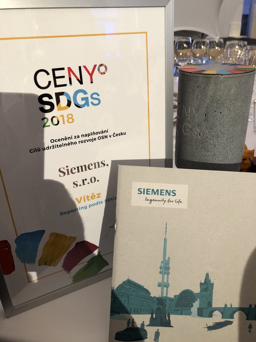 EduardPalisek's tweet photo. Today we @SiemensCzech were awarded by SDGs prize for the best Business to Society report “Siemens - in the Czech Republic, for the Czech Republic” presenting our #Sustainability journey. https://t.co/fRMMMyeK1u