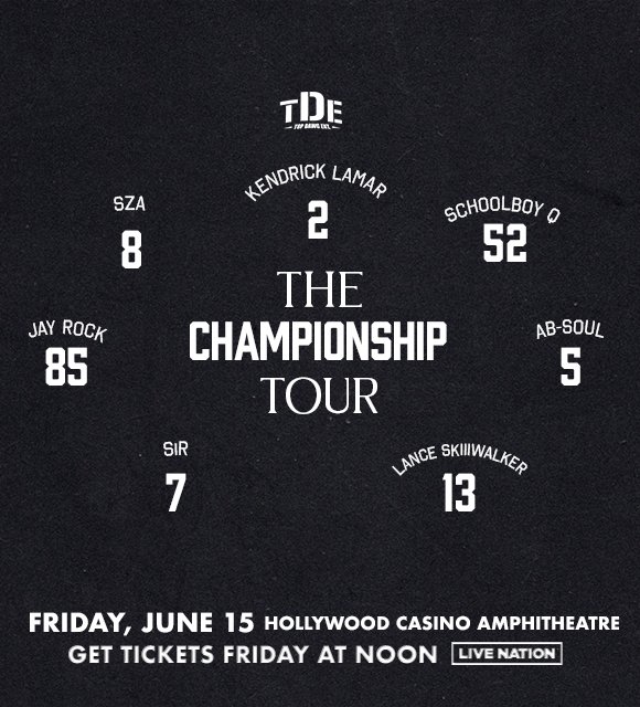 fakeshoredrive's tweet photo. RT + Follow to win two FREE tickets to @TopDawgEnt's Championship Tour, hitting Chicago THIS FRIDAY, June 15th

with Kendrick Lamar, ScHoolboy Q, Jay Rock, Lance @skiiiwalker, Ab-Soul, Sir &amp; more...

https://t.co/YQ53vojoxj https://t.co/jo95JTg34D