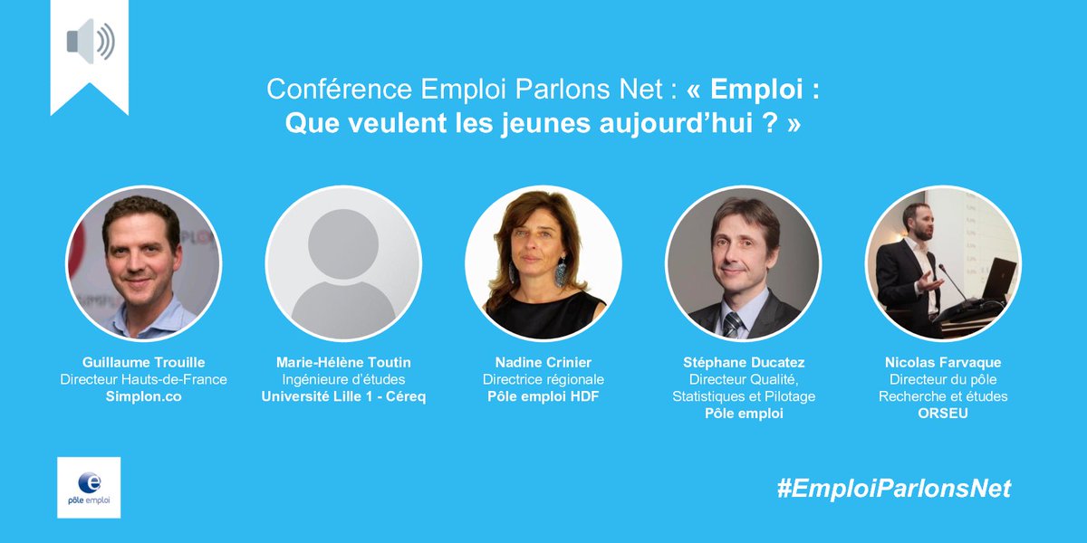 FranceTravail's tweet image. [En Direct] conférence #emploiparlonsnet dans le cadres de la #DigitWeek.
Que veulent les jeunes aujourd’hui ? 
Sont-ils réellement plus réfractaires au salariat et à la hiérarchie ?
Qu’attendent-ils de leur #travail ? ⬇️