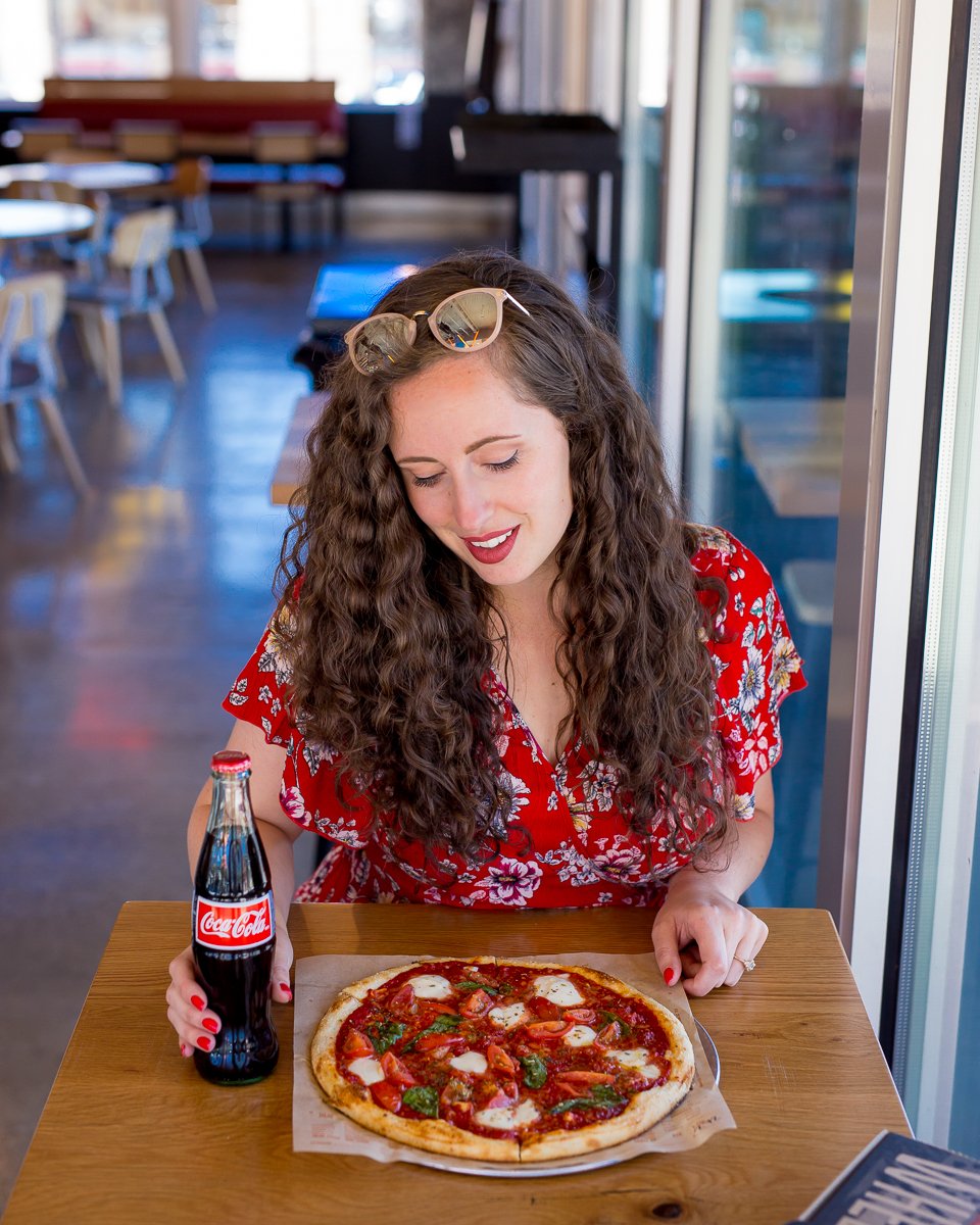 Here at <a href="/BlazePizza/">Blaze Pizza</a> ! Head there this month, order the (RED)Vine Pizza + <a href="/CocaCola/">Coca-Cola</a> and they'll donate $1 to fight AIDS with <a href="/RED/">(RED)</a>! If you post a photo of your pizza + Coke with #CokeREDSweepstakes and tag <a href="/BlazePizza/">Blaze Pizza</a> they'll donate $1 for every post, you may win a trip to NYC #AD