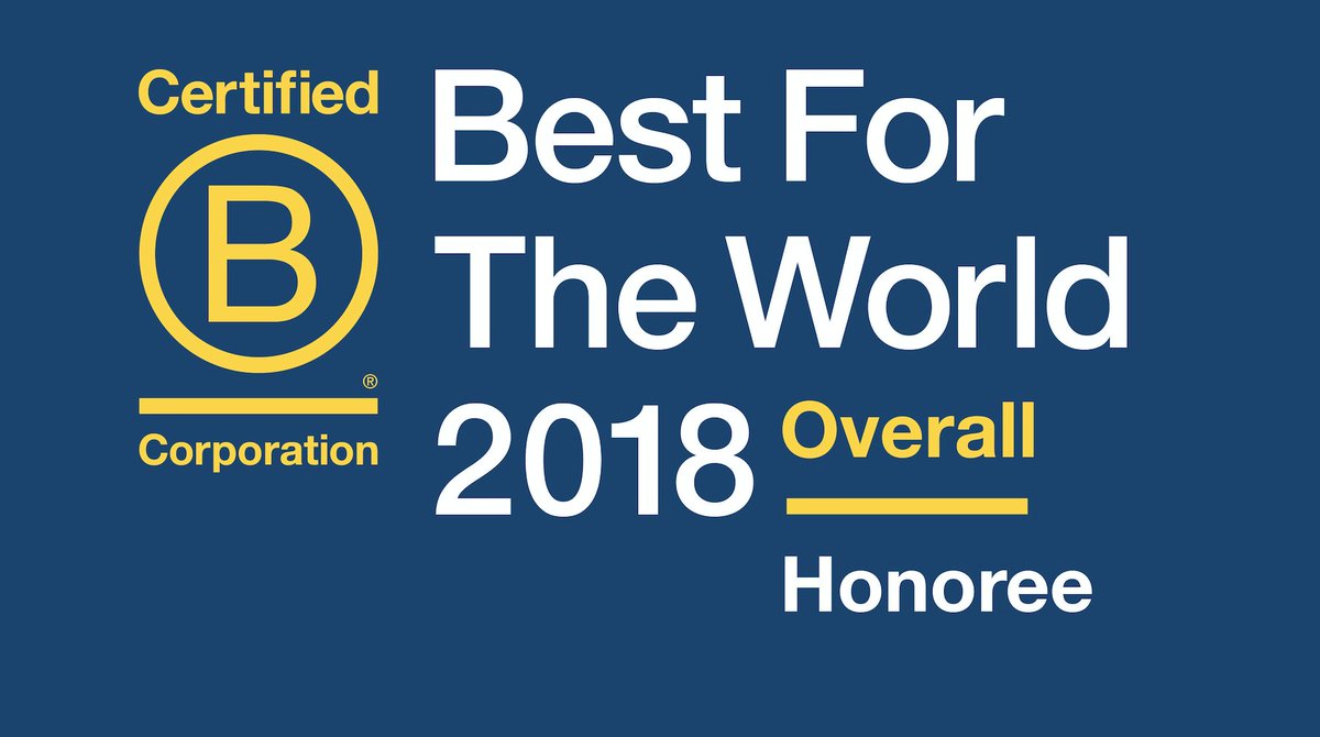We are a Best for the World company for the 6th year in a row! BIG thanks to our wonderful clients for partnering with us. Congrats to the other amazing organizations being honored! This movement is just getting started. #BtheChange #SocEnt #bestfortheworld18