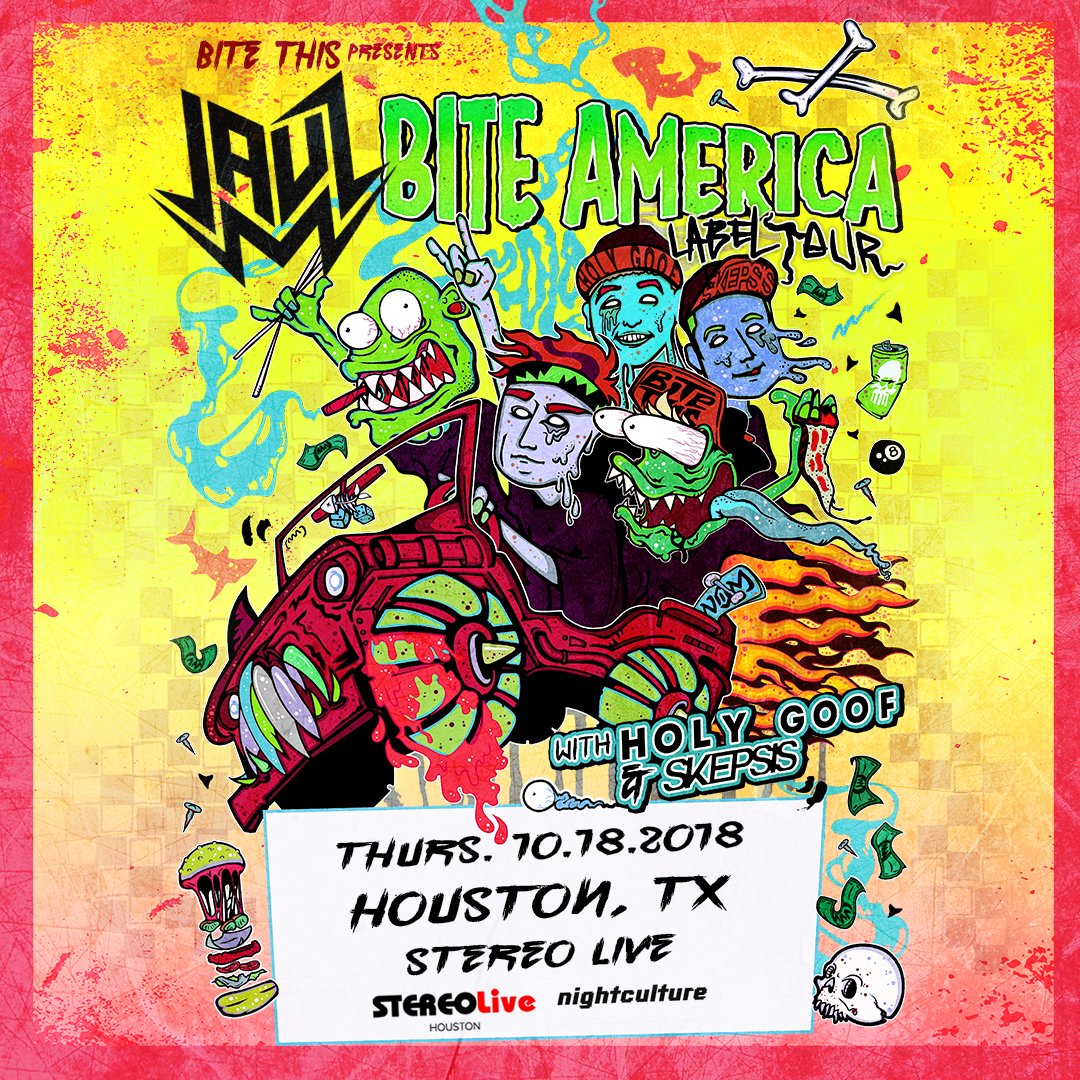 StereoLiveHOU's tweet photo. .@Jauzofficial presents the #BiteThis2018 Tour! It's coming for Stereo Live on Thursday, October 18th! Where's our #SharkSquad at?! 🦈🦈

Ticket on sale Friday, 6.15 at 10AM - https://t.co/NwDDBpTSIt https://t.co/TeJzSZqhdV