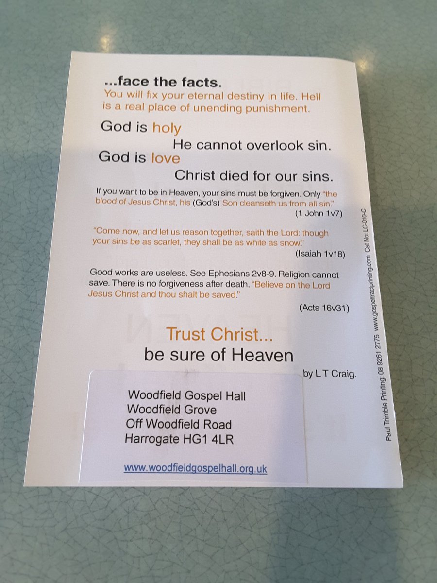 hookstonecol's tweet photo. Had this awful piece of "literature" put through letterbox today. Some people may well be frightened by this disgraceful nonsense. Completely irresponsible. I'll be taking it up with these people that's for sure.#godisnotlove #godisimaginary https://t.co/I9M4p2cWwW