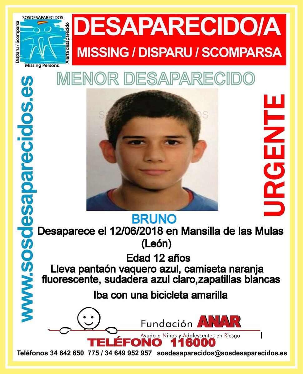 🆘#MUYURGENTE⚠️  

 Este es Bruno, un #menor que ha #desaparecido en Mansilla de las Mulas #León

  Si lo has visto llámanos 
☎062
☎112  
Tu RT es muy importante