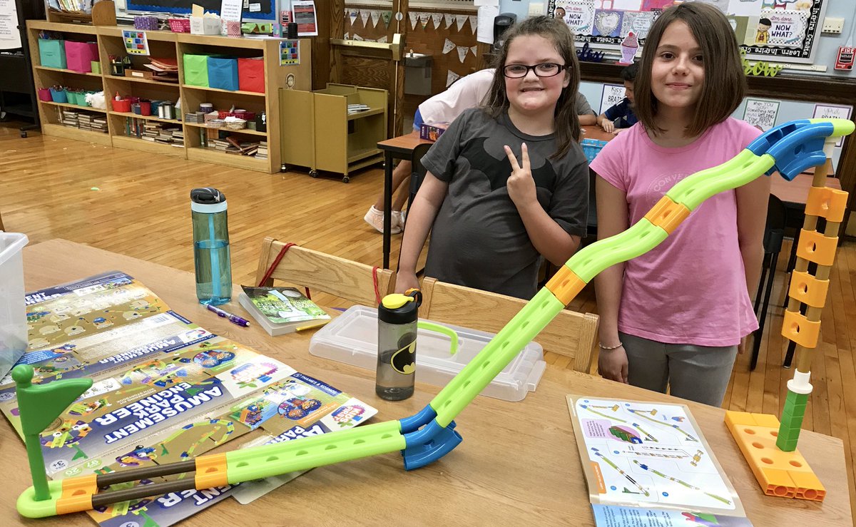 NilEUlas's tweet image. We have #FutureEngineers in the fourth grade! These two girls built a functional model roller coaster. And just in time for the summer! #WeeMake #WeeBuild #WeeLearn #makerspace #STEAM #FutureReadyNJ