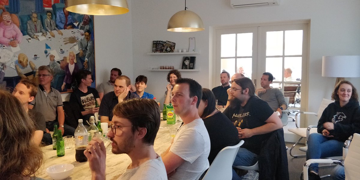 PHPAmersfoort's tweet photo. And we're off! @Dragem starting his presentation on his first year with event sourcing. #php033 https://t.co/ARpON4HqNQ