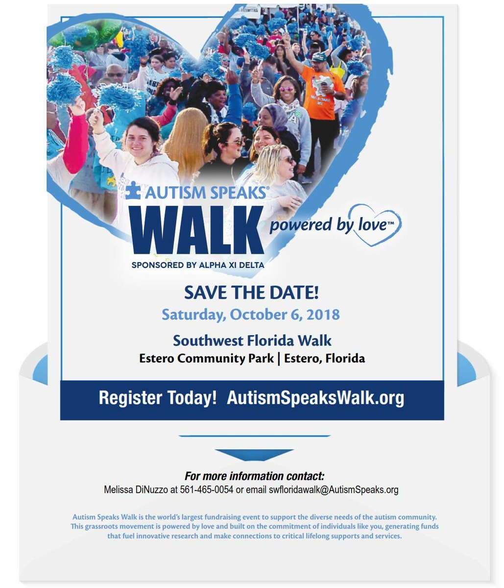 AutismSpeaksSWF's tweet photo. Register today! We need HELP! We need at least 15 teams to register today! Can we count on you?! #AutismSpeaks #poweredbylove #acceptance #love #understanding #naples #estero #bonitasprings #capecoral #FortMyers #SWFL https://t.co/PZTl0rLRkU