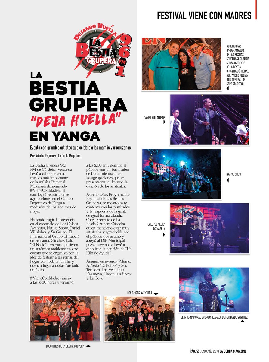 lagordamagazine's tweet photo. La Bestia Grupera #LaBestiaGrupera "Deja Huella" en Yanga 📻🎶 Evento con grandes artistas que celebro a las mamás, como: @Danielysugrupo , @ChicosAventura1 , @NativoShow, @IChicapala , @laloelnecio 🇲🇽💯 ¿Te animas a leer la nota completa? Entra aquí: 👉https://t.co/jlFnlvpbMe https://t.co/prNliH8tTn