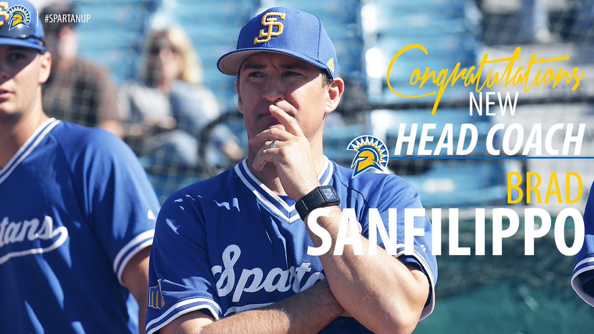 SanJoseStateBSB's tweet image. Brad Sanfilippo promoted to San José State University head baseball coach

Congratulations Coach Sanfilippo!! 

#spartanup | @BradSanfilippo