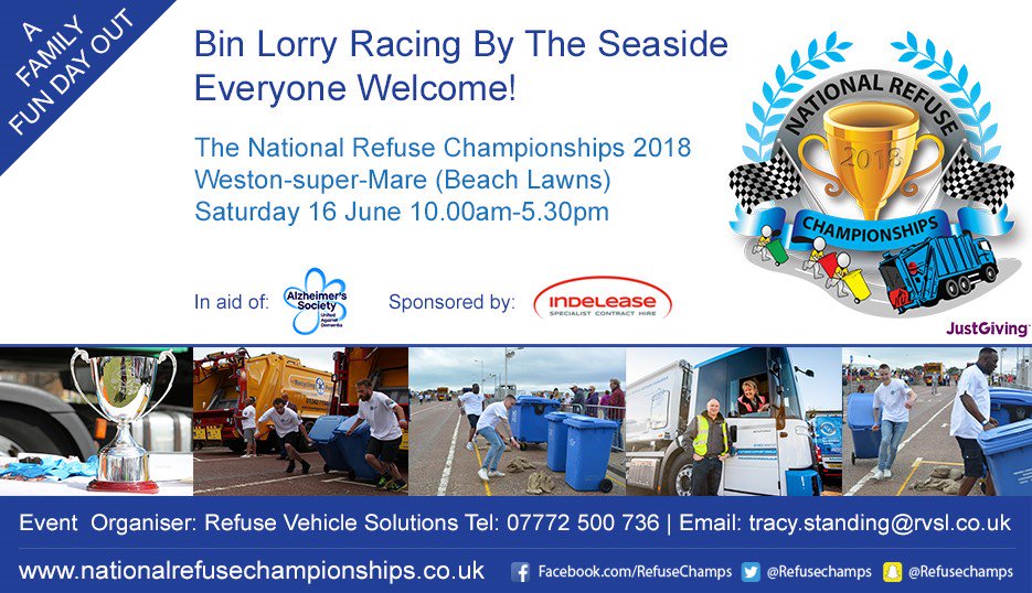 NorthSomersetC's tweet photo. The National Refuse Championships are coming back to #Weston this Saturday (16 June) - head to the Beach Lawns from 10am to 5.30pm for this fun, family event https://t.co/5JTIPMtPYS @RefuseChamps https://t.co/bRA3yM3N5L