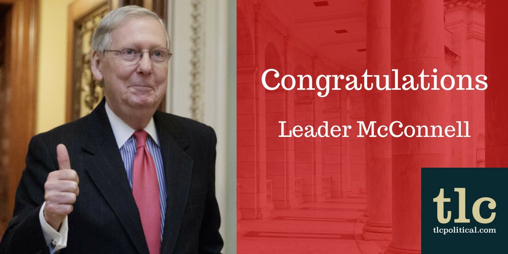 TLC_Political's tweet photo. Congratulations @SenateMajLdr on becoming the longest-serving GOP Leader in U.S. Senate history. 
#mitchmcconnell #senate #majorityleader #cheersto11more #mitchority #teammitch https://t.co/1mAGdACXOA