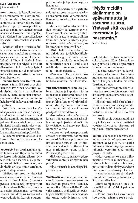 ProVincit_'s tweet photo. Tänään 12.6. @JuhaTuuna kirjoitti @Salkkari:in jutun toiminnastamme. Olemme ilolla mukana edistämässä vedonlyöntiin liittyvien negatiivisten assosiaatioiden kitkemistä. Tässä juttu kuvina, sillä monet ovat sen perään kyselleet. #pelisijoittaminen #vedonlyönti https://t.co/mCFX7IeD65