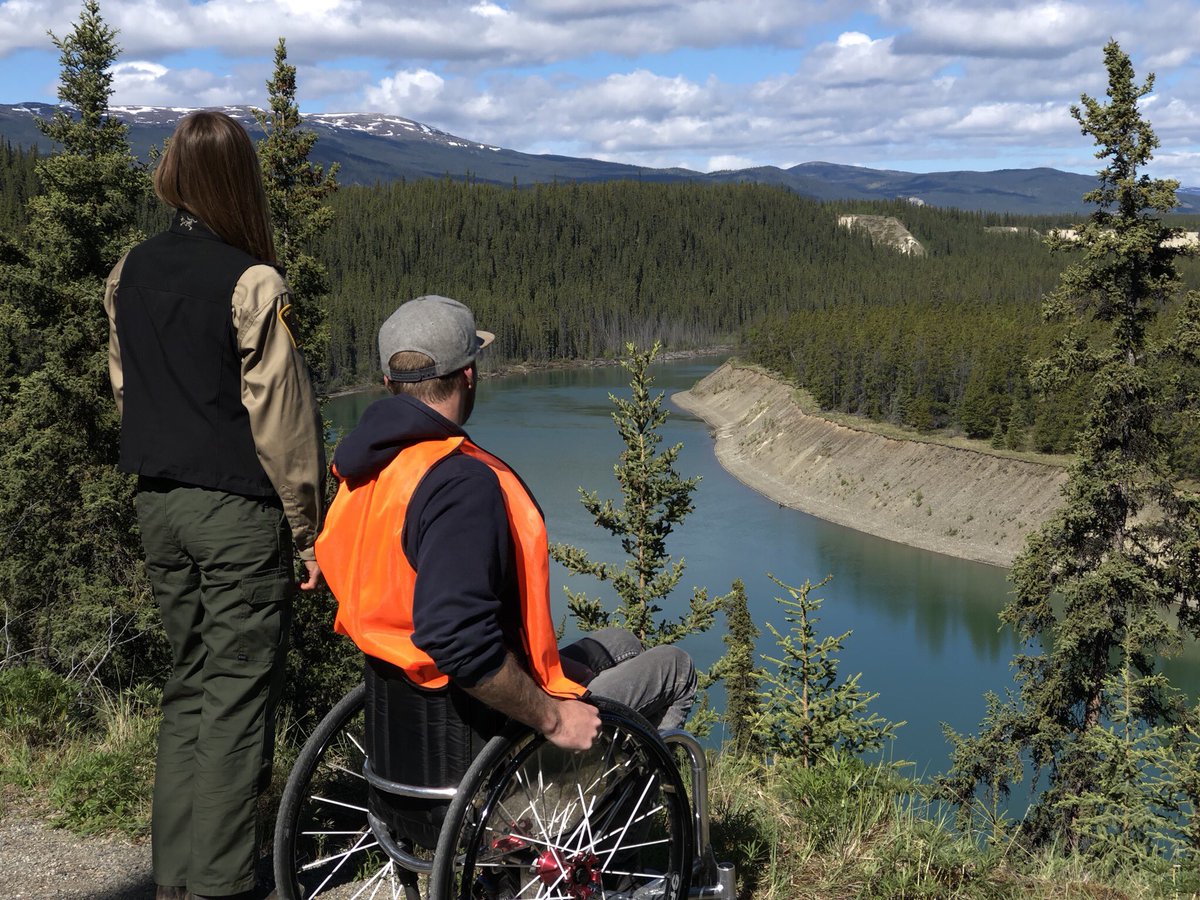 geomaratos's tweet photo. On assignment at Wolf Creek checking out the fantastic work by #yukonparks #singletracktosuccess and @d_rail to make the trail and this viewpoint more accessible https://t.co/F29nk2aUd0