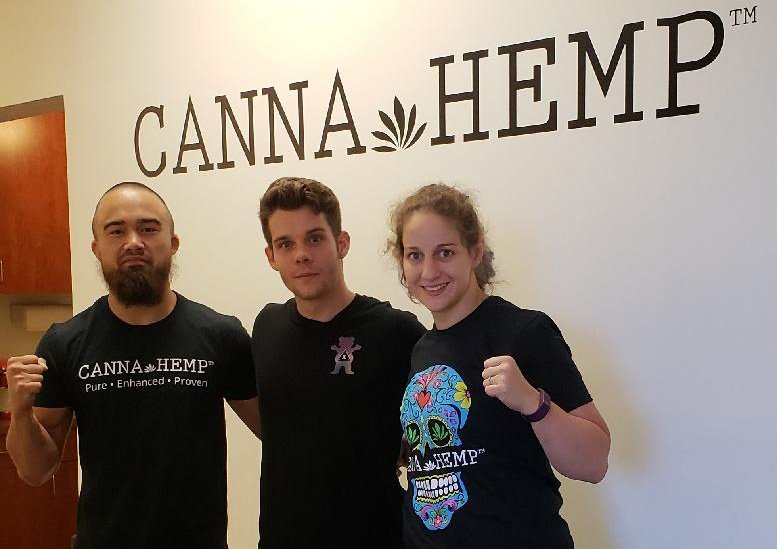 mycannahemp's tweet photo. Shout out to @sarahcheesecake &amp; @CleveBentz for stopping by the #CannaHemp office to chat w/ @icelandiceman about all the benefits of our #THC-free @CannaHempX #CBD Athletic Recovery Cream! So happy the award-winning formula helped you almost instantly, Sarah! 

#UFC #CBDHeals https://t.co/lG6CmV2Ja4