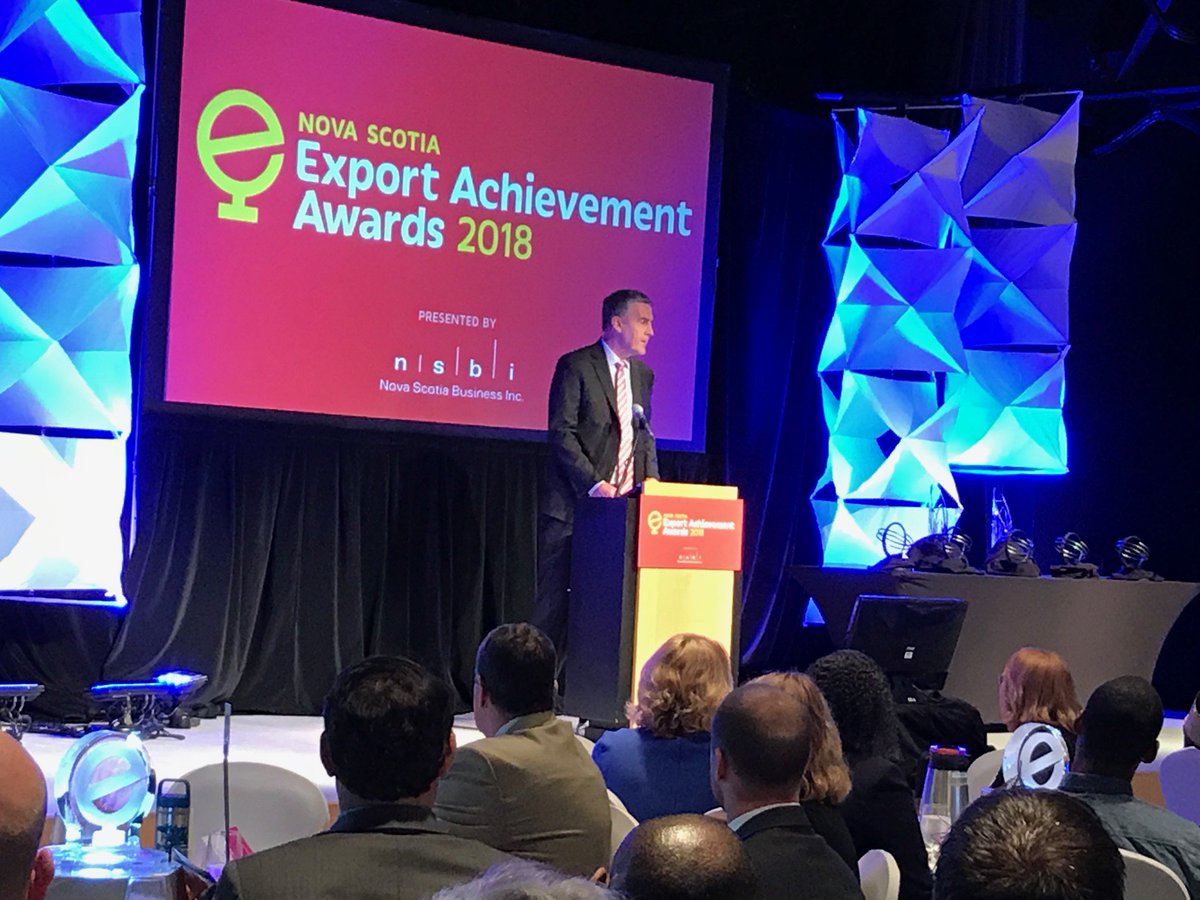 AtlanticTCS's tweet photo. Nova Scotia's Premier McNeil and Laurel Broten, President and CEO of @NSBI are speaking at the #NSEAA! #ThinkExport #EXportant #NovaScotiaBusiness https://t.co/GmQoh6Wxe5