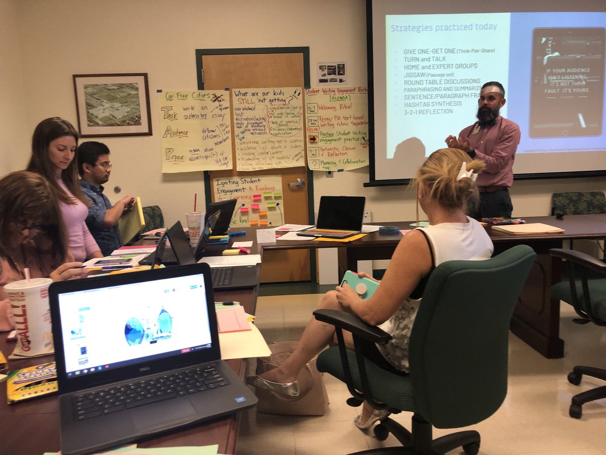 MsWilsonEnglish's tweet photo. JHS 10th grade ELA team - awesome summer writing workshop with @BCSandalaSDPBC! #engagelearners https://t.co/LRNa2iuT1x