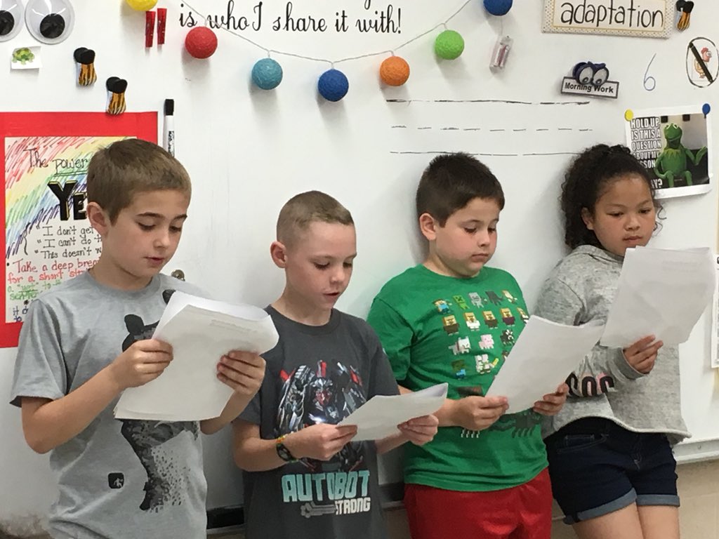 Room8IsGreat1's tweet photo. We did a readers’ theater today and it was fun to do! ~ Aiden #learning is fun #fluency @wednovans https://t.co/hWPuSc2fkw