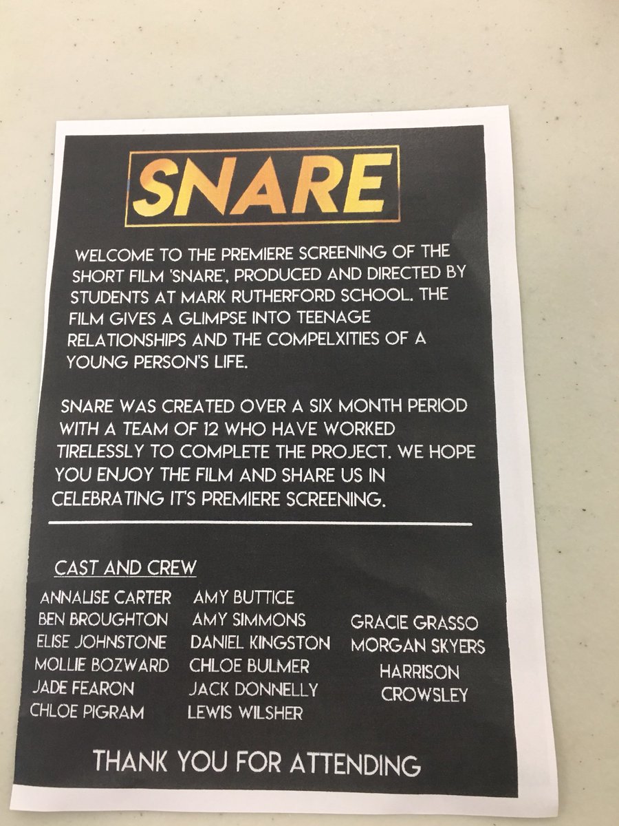 BozwardBozward's tweet photo. Brilliant evening watching SNARE @Mark_Rutherford @MRSReport well done to all those involved in the making and production #proudmum https://t.co/vfqyUGnf3E
