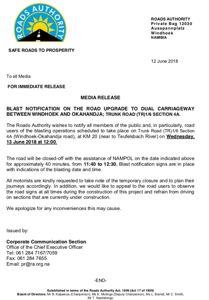 MVAFundNamibia's tweet photo. #BlastNotification #LessDeath #MoreLives https://t.co/458llonNb0