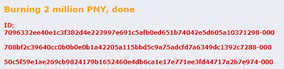 Burning 2 million PNY, done
