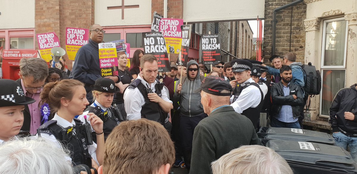 AntiRacismDay's tweet photo. Over 80 out in Catford with hustings shut down in opposition to Ann Marie Waters and the racist For Britain: "For Britain NO WAY, our Muslim neighbours are here to stay" https://t.co/Giabw5GCub