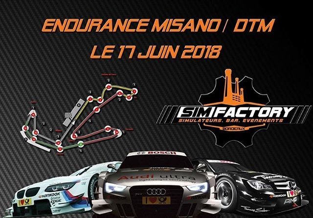 SimFactoryBDX's tweet photo. Endurance Misano/ DTM le 17 juin ! Pensez à composer vos équipes ! Plus que 7 places disponibles.... #endurance #simfactory #equipe #bordeaux #racing #course #rfactor2 #steam #racer #dtm #mercedes #bmw #audi #italie #Misano #simracing #cars https://t.co/9hKhMRU35i