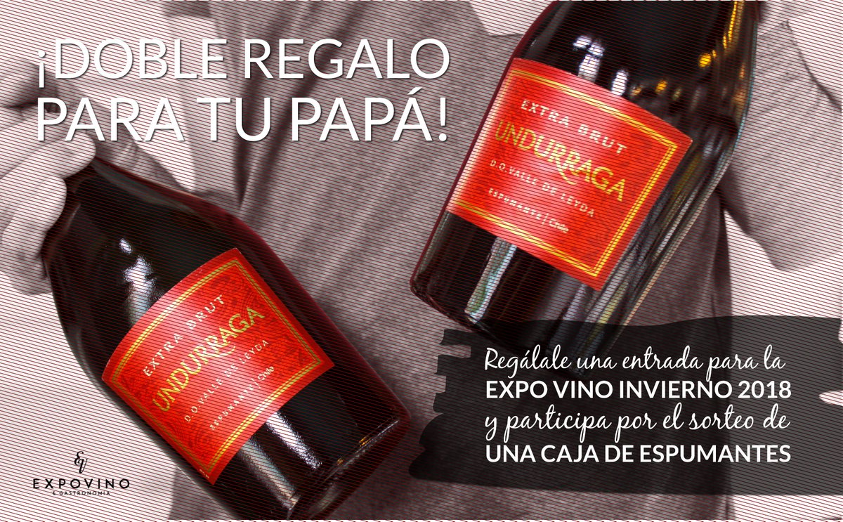 ExpoVinoValpo's tweet photo. Qué mejor regalo de Día del Padre que una entrada para la ExpoVino Invierno 2018⁉🤭 Compra antes del Jueves 17 de Junio y estarás participando en el sorteo de 6 ESPUMANTES! 🍾💥
Preventas en 👉 https://t.co/7kxCxEEWRO 👈
#ExpoVinoInvierno #gastronomia #valparaiso #concurso #vino https://t.co/yz1lo0iJK8