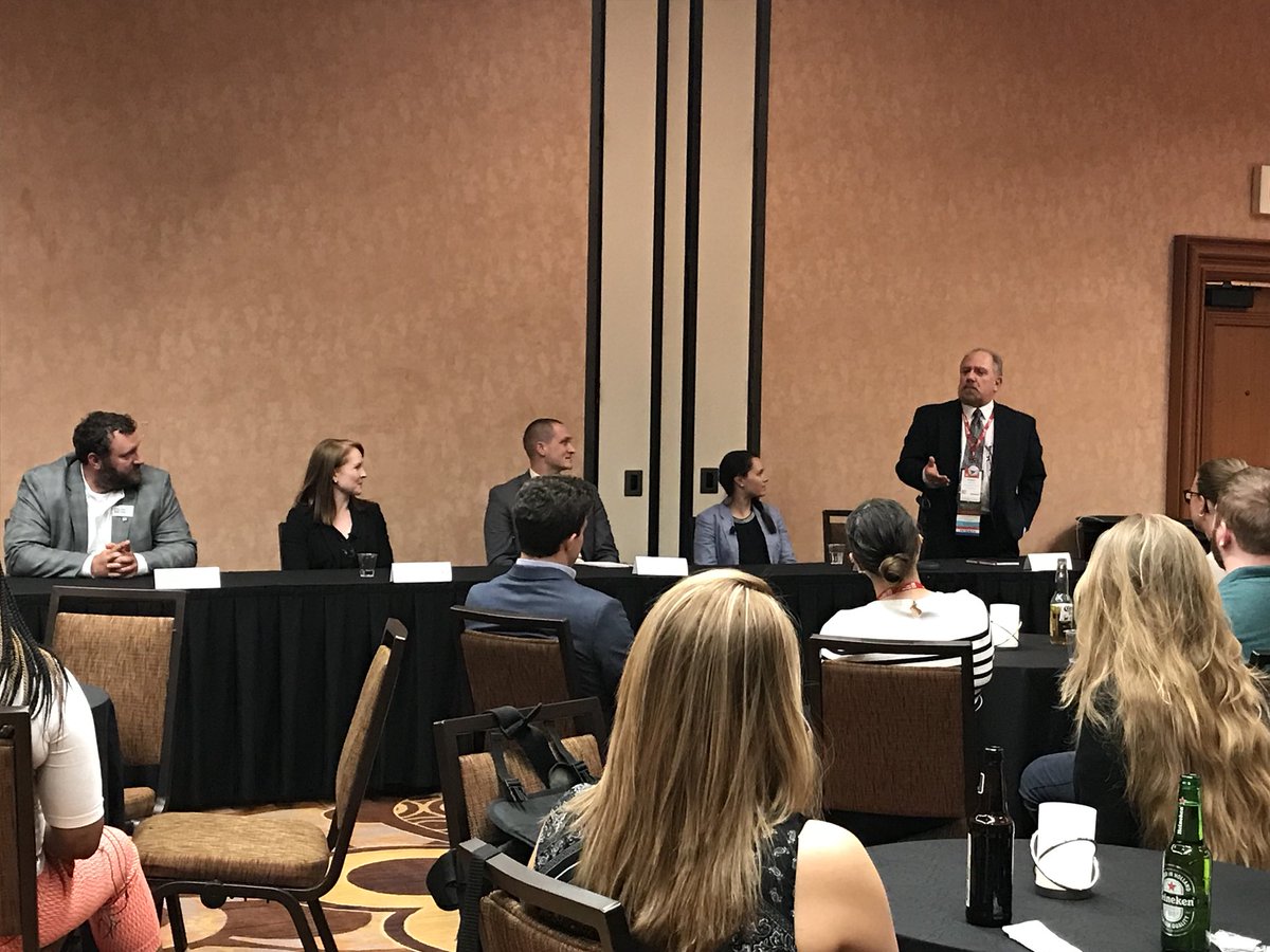 NFPA's tweet photo. Variety of fire and life safety professionals sit on a panel taking questions from student attendees in tonight’s reception. #NFPAConf #NFPAExperience https://t.co/9ewJ3zDKYr