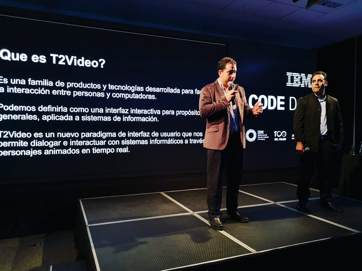 T2CompanyUy's tweet photo. Nuestro Gerente de Desarrollo @borleni y nuesteo Líder Tecnico @reneabilio están ahora hablando de #T2Video y #ClaraWatson en #IBMCodeDay https://t.co/COy3d5ZgG0