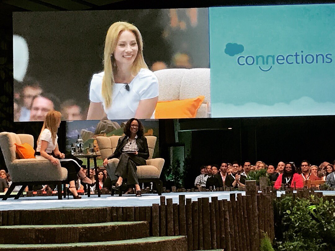 ChelsCami's tweet photo. Almost front row seats at Salesforce Connections today hearing from #lucyliu on her perspective today’s dynamic world personally and professionally https://t.co/d4GQUGzkiC