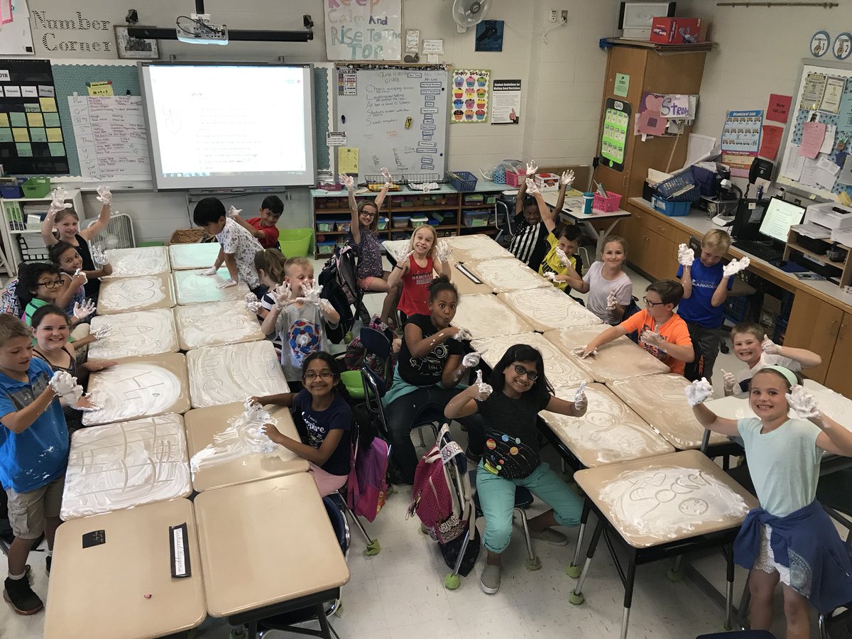 Shaving cream drawing and writing on our desks. What a fun surprise for these hard working third graders!!!