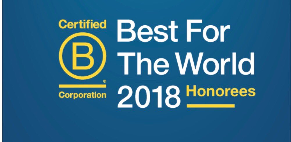 We made The 2018 Best For The World List! We're proud to be an honoree! Check out the full list here: ctt.ac/59dau+ #bestfortheworld18 #Bcorp