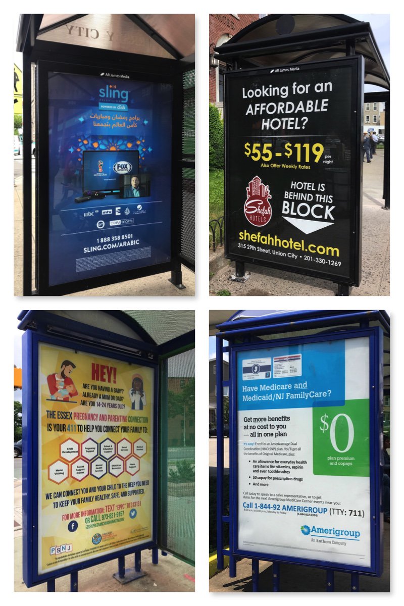 arjamesmedia's tweet photo. New postings in Newark, Jersey City, North Bergen, Union City and West New York!
#arjamesmedia #busshelteradvertising #newjersey #ooh
#targetingpeoplegoingplaces #domorewithoutdoor
#slingtv #shefahhotel #essexpregnancyandparenting
#amerihealth https://t.co/RI5MDRAnJ8