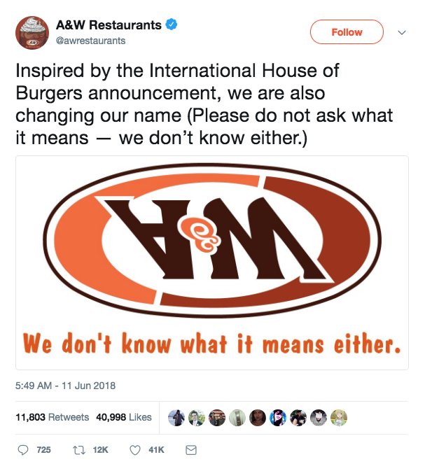 meredithnorman's tweet photo. Fast-food chains roasting IHOb is my favorite thing today. https://t.co/fWbrdRJ1n6