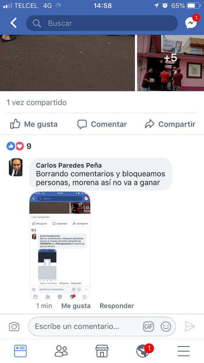 CarlosSPaPe's tweet photo. @robenedith así de tolerante es #MORENA que bloquea y elimina comentarios, mentiras en sus redes sociales; lo bueno es que ya se van de #Azcapotzalco https://t.co/Np79bZF5MB