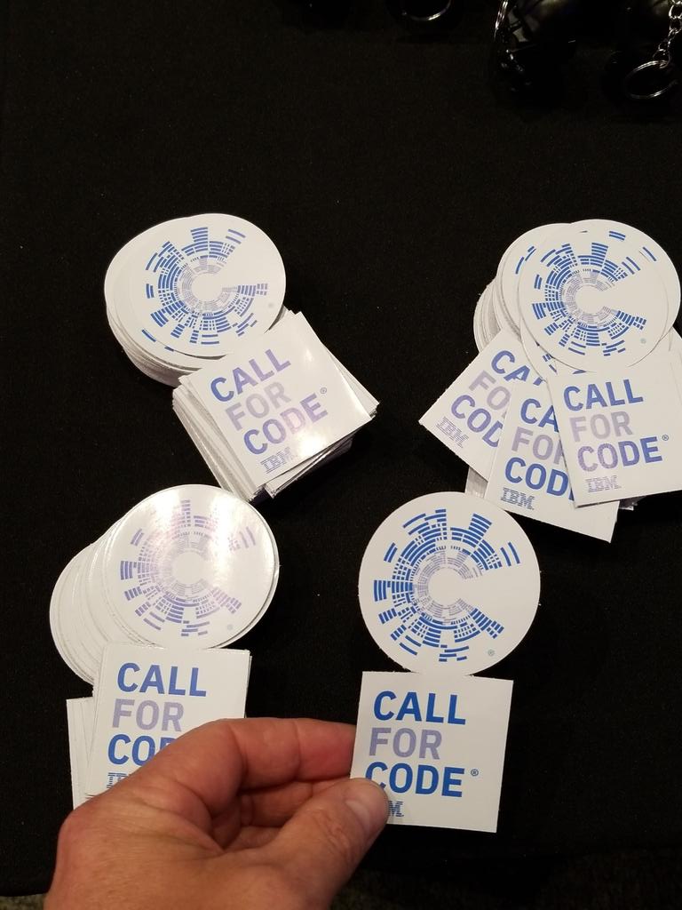 johnwalicki's tweet image. Grabbed my first #CallforCode sticker ! Thanks #ibmcodemvd !!!