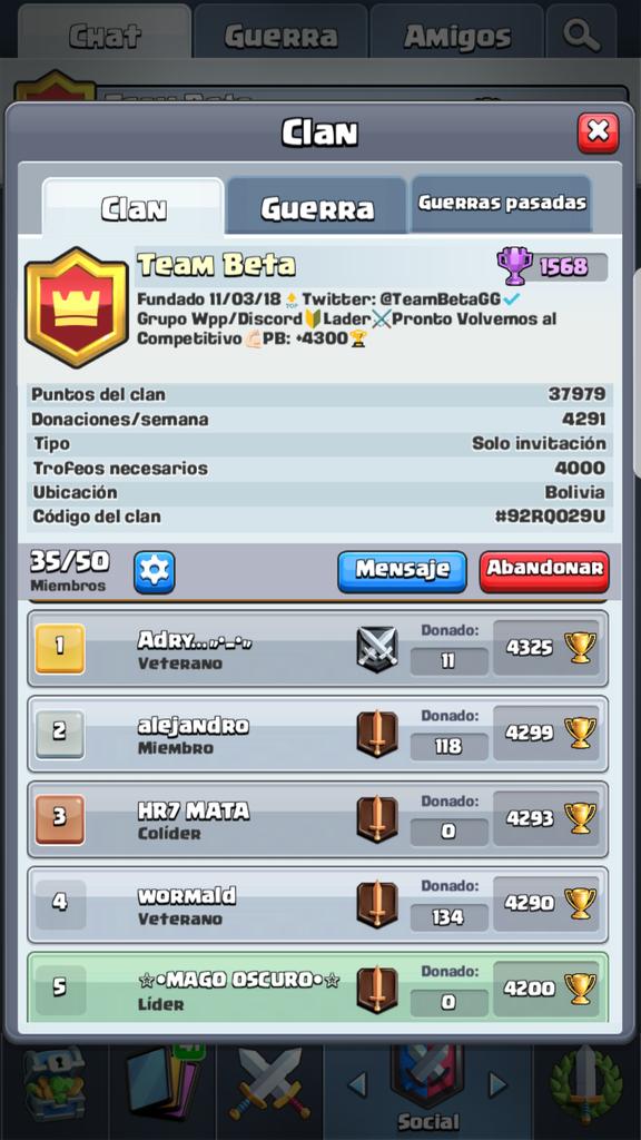 Después de una Limpieza 
Buscamos nuevos miembros para nuestro clan de Lader que sean muy buenos en las guerras y demas.

@DarkfightGT_ 
@MPG_net