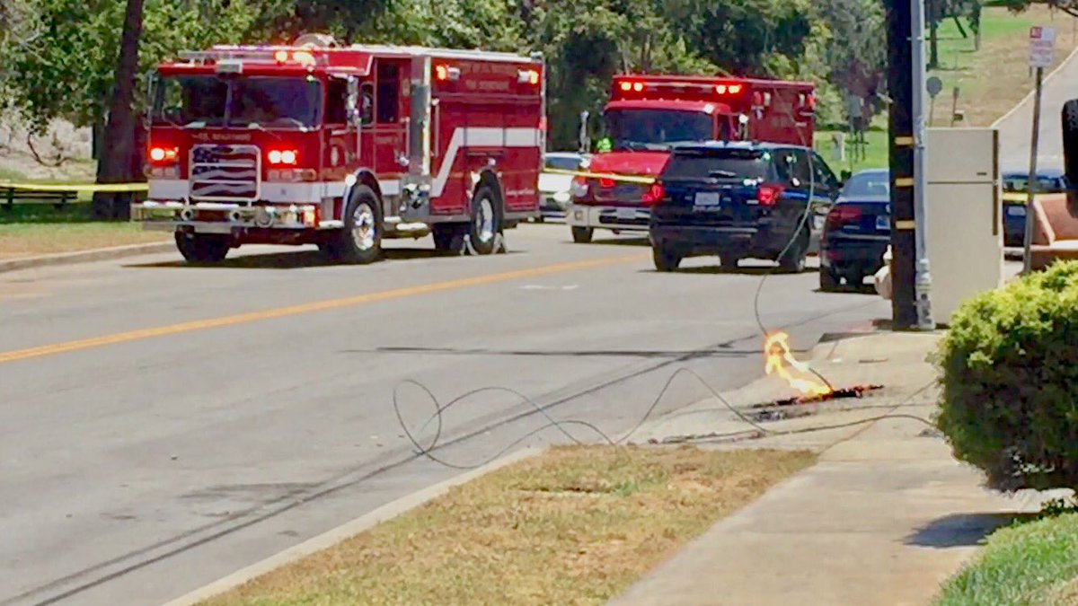 Earlier today, ESFD units responded to live wires down at 640 W. Imperial Ave. The area was isolated and numerous residences were instructed to shelter in place until Edison shut down the power and secured the power lines. #allrisk
