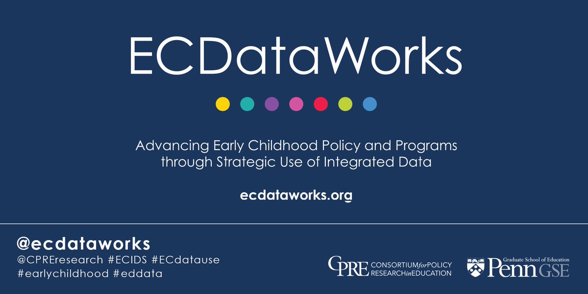 CPREresearch's tweet photo. CPRE's @ECDataWorks project team is happy to welcome states #Michigan, #Nebraska #NorthCarolina and #Connecticut to #ECDataWorks. We look forward to collaborating to improve the delivery & use of #ECIDS #earlychildhood #eddata #ecdatause among state policymakers & practitioners. https://t.co/yE6dGfqX9r