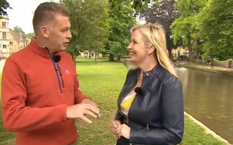 DailyMirror's tweet photo. Eagle-eyed viewers spot man shoving his mate in a river live on BBC Breakfast https://t.co/i4VySObqx8 https://t.co/GGL2Z3FMYy