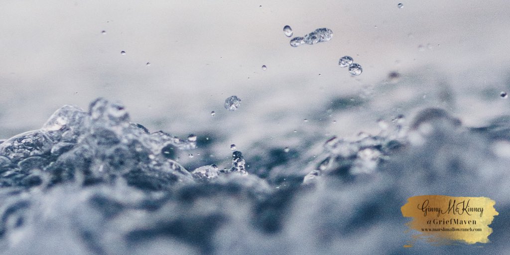 #grief : Trying to hold off grief is like standing in the middle of a roaring river trying to hold back the water with your hands. Turn around, lean back, and ride the current with your feet heading downstream. You are less likely to drown. #widow #loss #survival