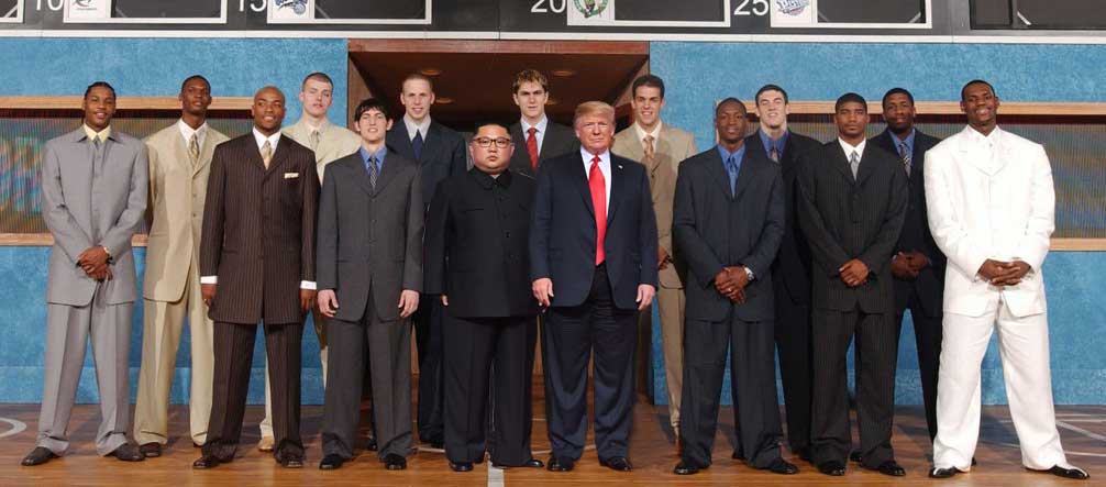 It's 2018 and Trump & Kim out here still dressing like they got scooped up in the '03 draft. #TrumpKimSummit