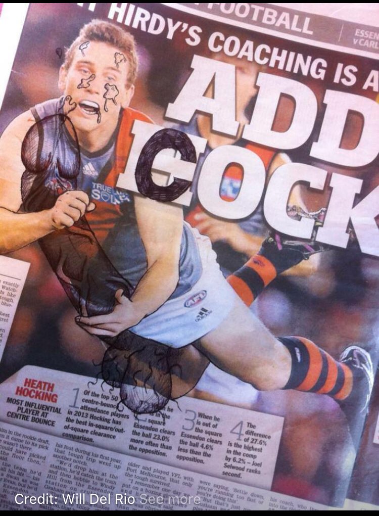 evan_hocking's tweet photo. For all the things you achieved in your career it all pales into insignificance compared to making it on the Facebook page “Drawing Dicks on the @theheraldsun”
Always a classic @HeathHocking39 https://t.co/ntNu7vaHai