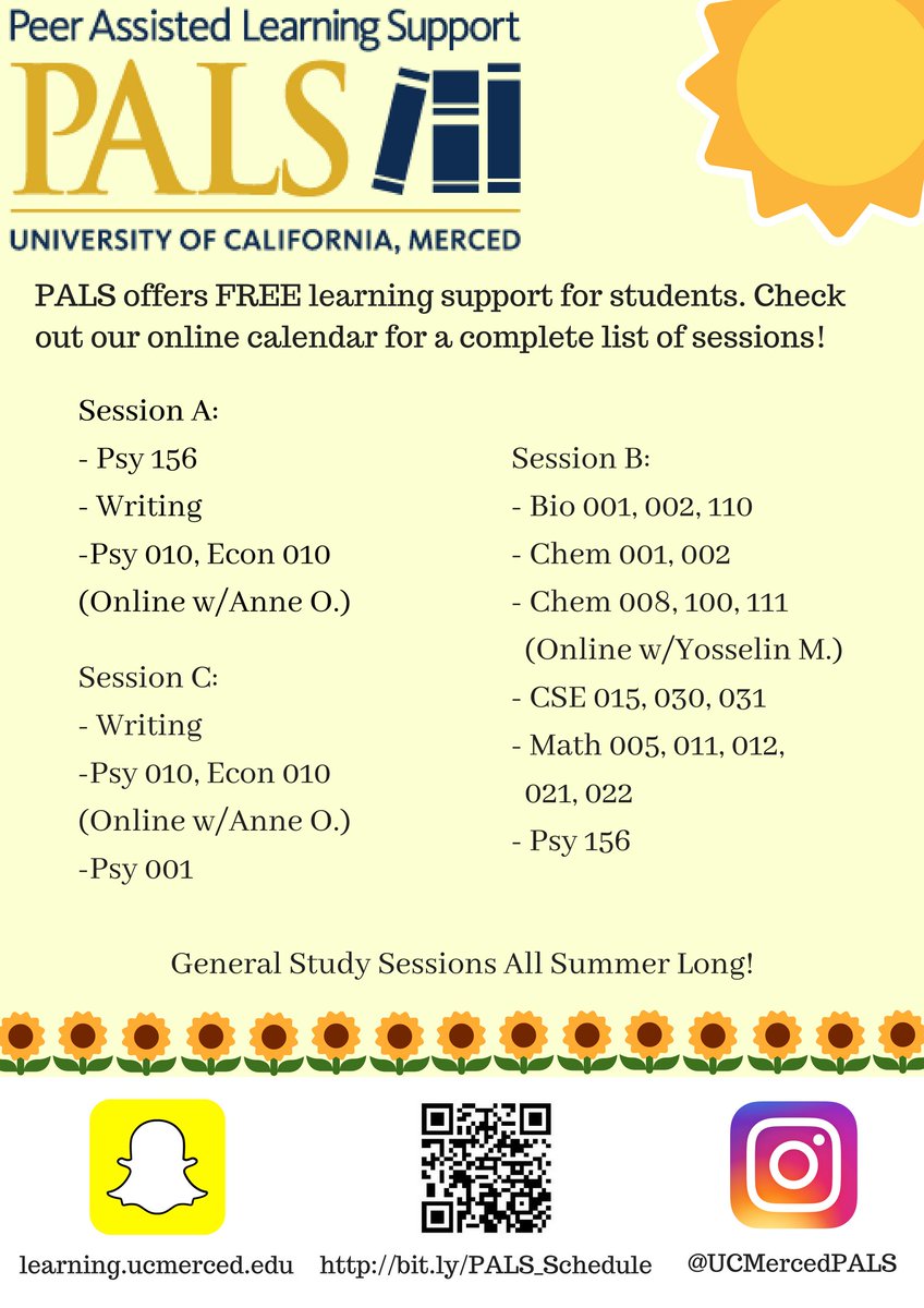 Got summer school? Don't worry, PALS is holding sessions ALL summer long! Check out our calendar for more information!! 😁
ucmerced-insight.symplicity.com/calendar/index…?